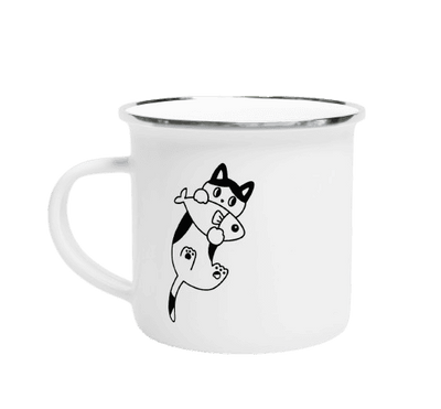 Tazza smaltata con gattino