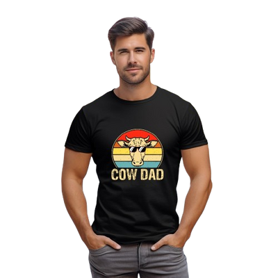 T-shirt uomo cow dad girocollo