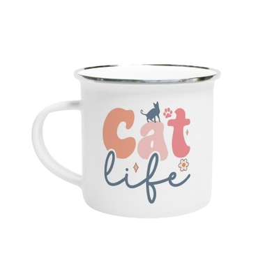 Tazza da viaggio smaltata cat life