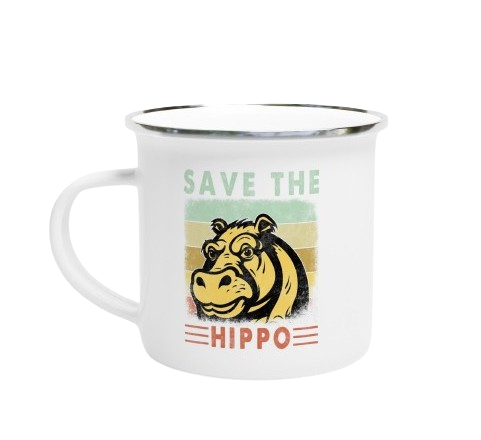 Tazza smaltata save the hippo